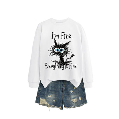 Plus Size Angry Cat Sweatshirt - White - 2XL - image 5