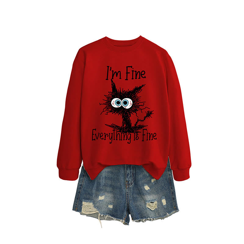 Plus Size Angry Cat Sweatshirt - Red - 2XL - image 1