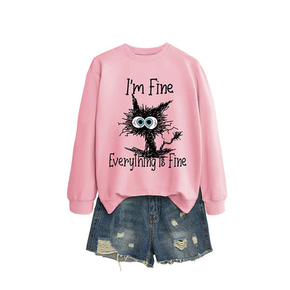 Plus Size Angry Cat Sweatshirt - Pink - 2XL - image 7