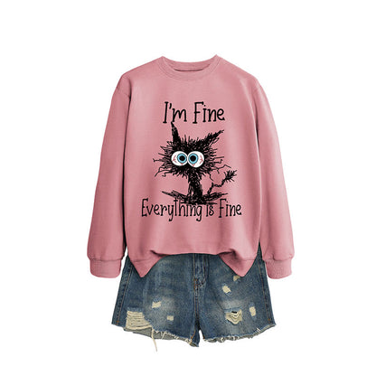 Plus Size Angry Cat Sweatshirt - Dark Pink - 2XL - image 11