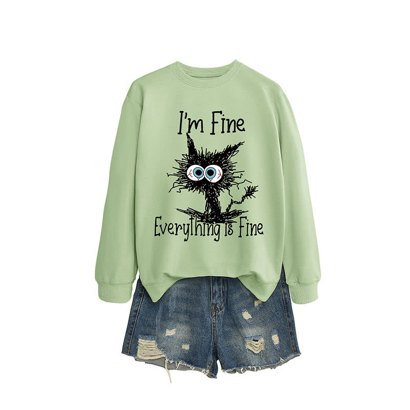 Plus Size Angry Cat Sweatshirt - Olive Green - 2XL - image 10