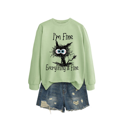 Plus Size Angry Cat Sweatshirt - Olive Green - 2XL - image 10