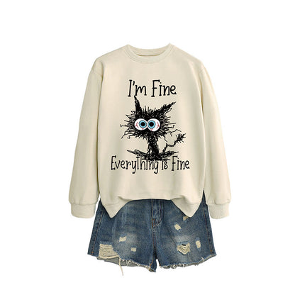 Plus Size Angry Cat Sweatshirt - Apricot - 2XL - image 5