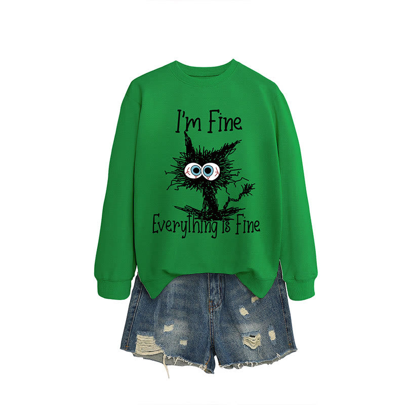 Plus Size Angry Cat Sweatshirt - Green - 2XL - image 3