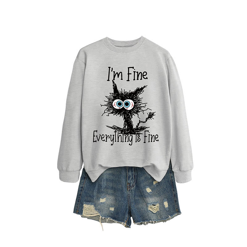 Plus Size Angry Cat Sweatshirt - Grey - 2XL - image 8