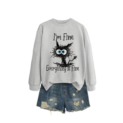 Plus Size Angry Cat Sweatshirt - Grey - 2XL - image 9