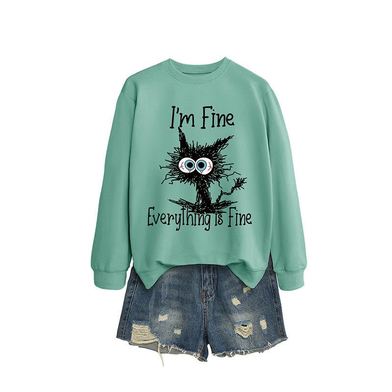 Plus Size Angry Cat Sweatshirt - Light Green - 2XL - image 11
