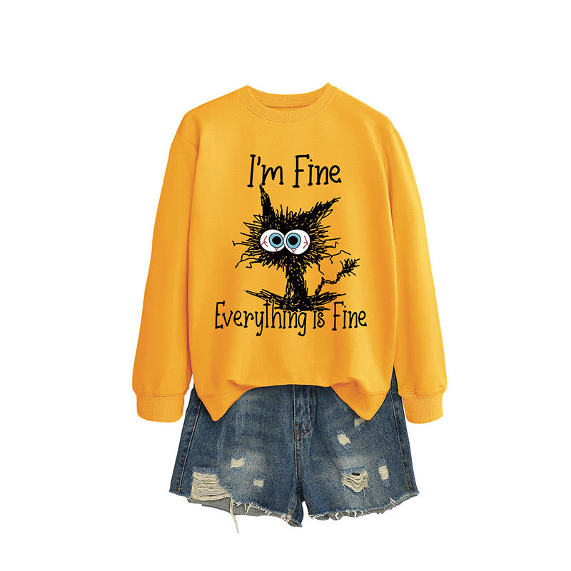 Plus Size Angry Cat Sweatshirt - Yellow - 2XL - image 7