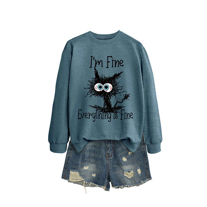 Plus Size Angry Cat Sweatshirt - Blue - 2XL - image 12