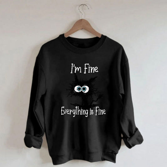 Plus Size Black Cat Sweatshirt - image 1
