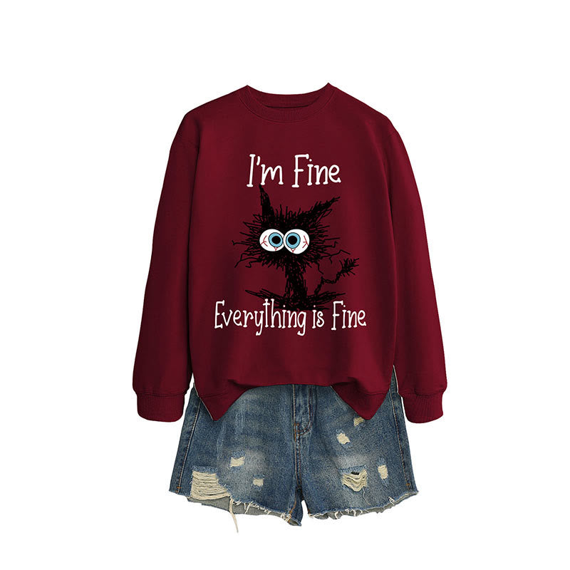 Plus Size Black Cat Sweatshirt - Wine - 2XL - image 8