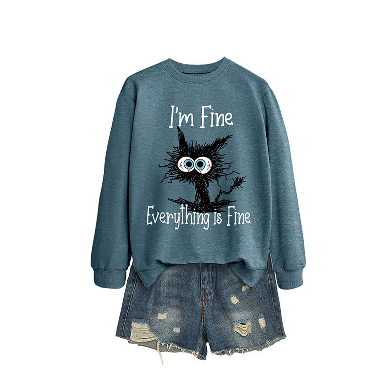 Plus Size Black Cat Sweatshirt - Light Blue - 2XL - image 10