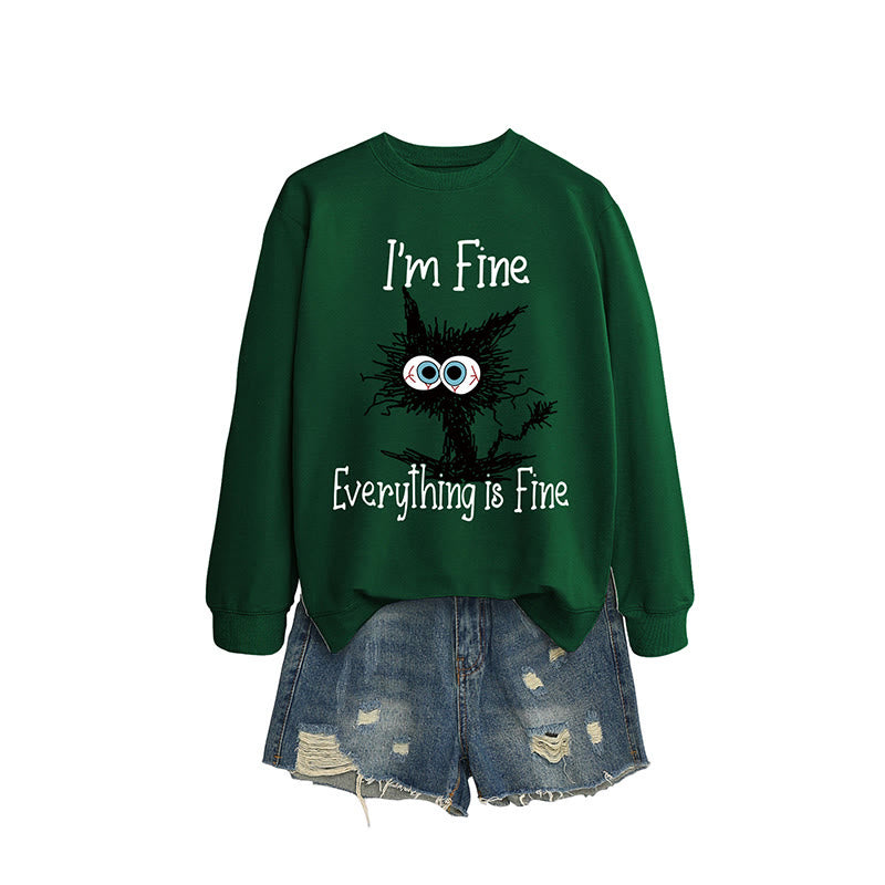 Plus Size Black Cat Sweatshirt - Dark Green - 2XL - image 5