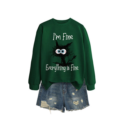 Plus Size Black Cat Sweatshirt - Dark Green - 2XL - image 5