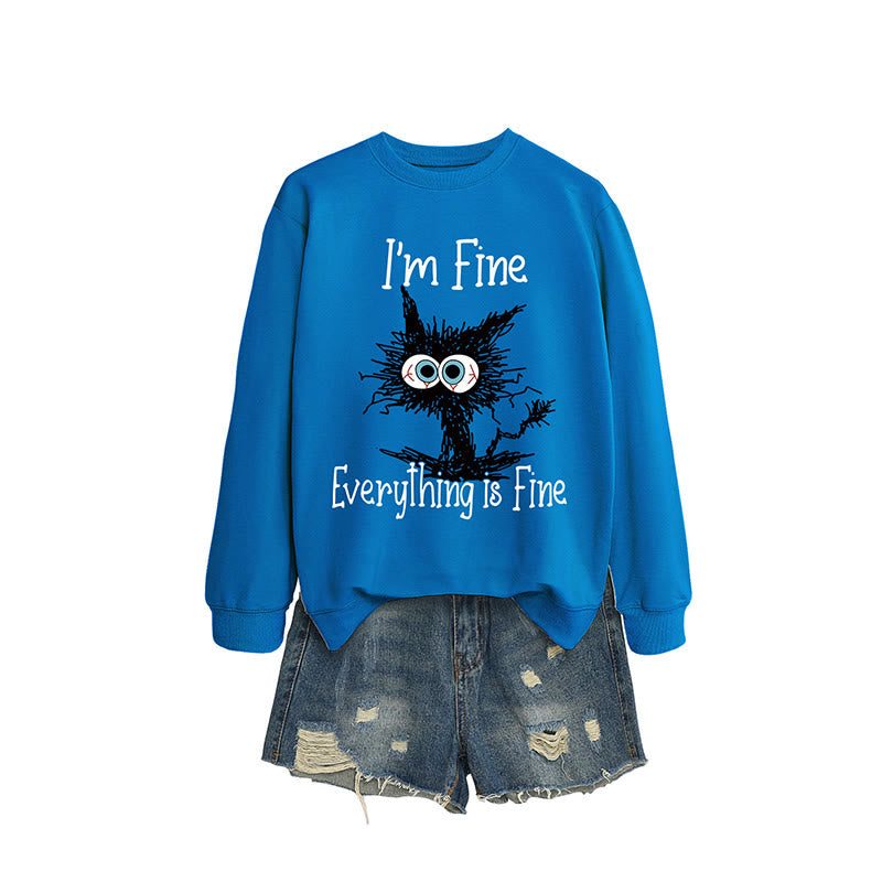 Plus Size Black Cat Sweatshirt - Blue - 2XL - image 3