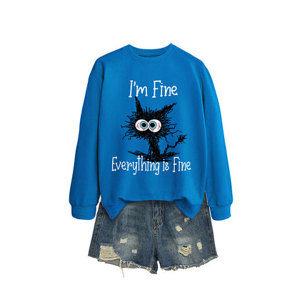 Plus Size Black Cat Sweatshirt - Blue - 2XL - image 3