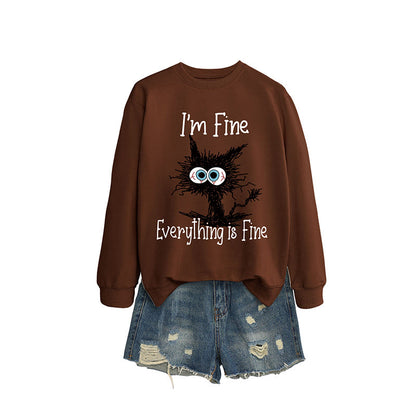 Plus Size Black Cat Sweatshirt - Coffee - 2XL - image 6