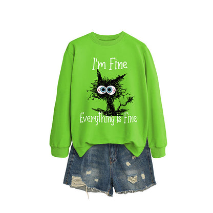 Plus Size Black Cat Sweatshirt - Light Green - 2XL - image 10