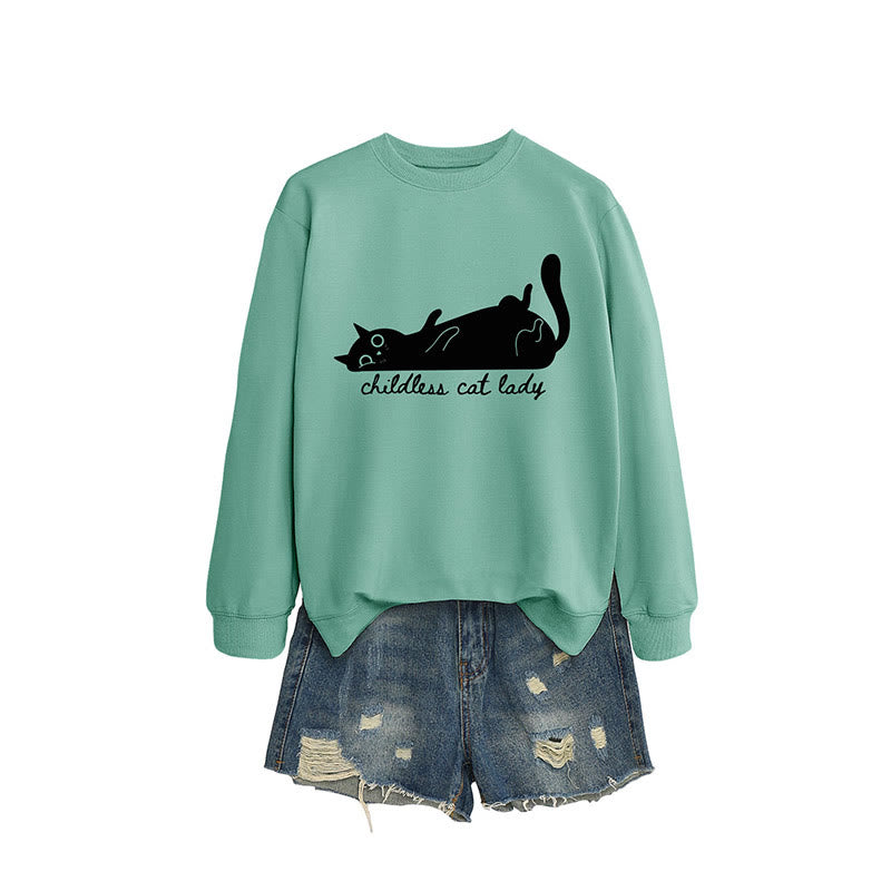 Plus Size Cute Cat Sweatshirt - Light Green - 2XL - image 13