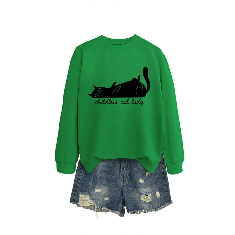 Plus Size Cute Cat Sweatshirt - Green - 2XL - image 4
