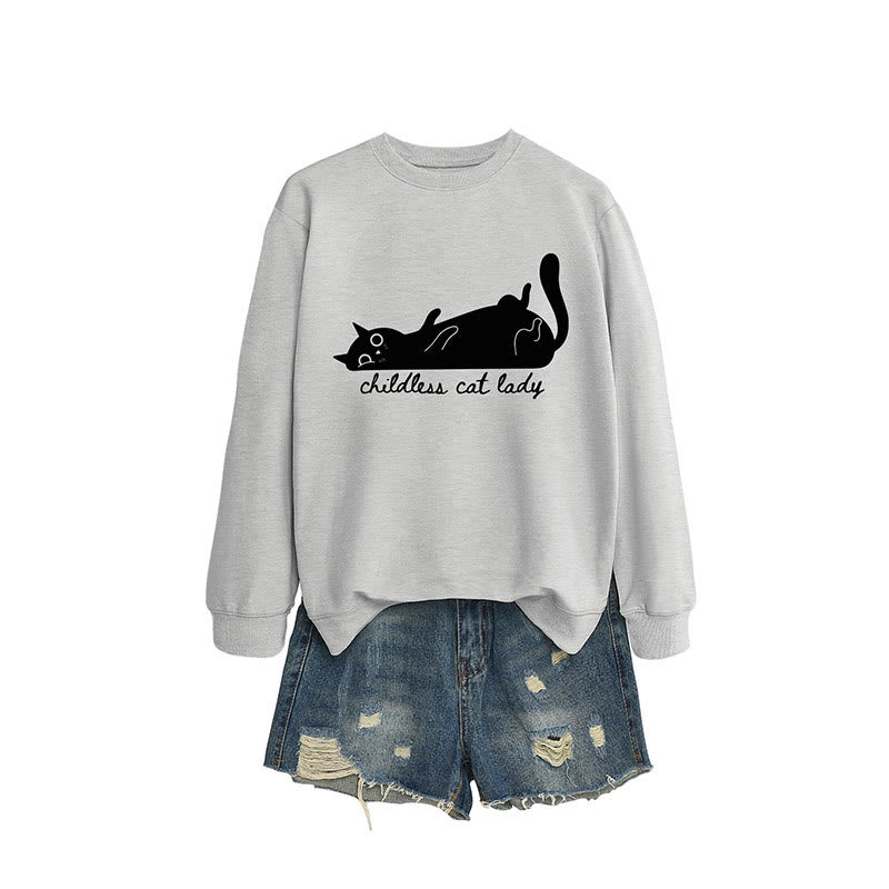 Plus Size Cute Cat Sweatshirt - Grey - 2XL - image 10