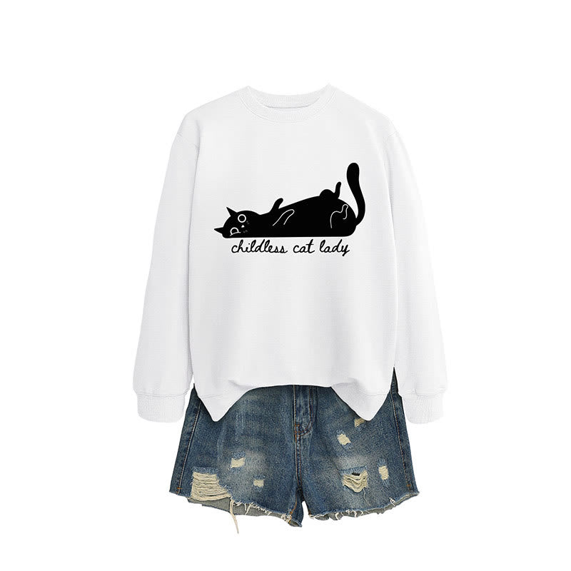 Plus Size Cute Cat Sweatshirt - White - 2XL - image 7