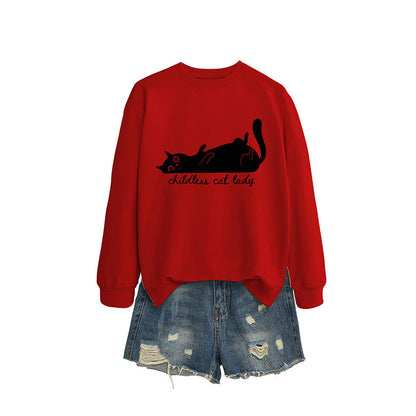 Plus Size Cute Cat Sweatshirt - Red - 2XL - image 3
