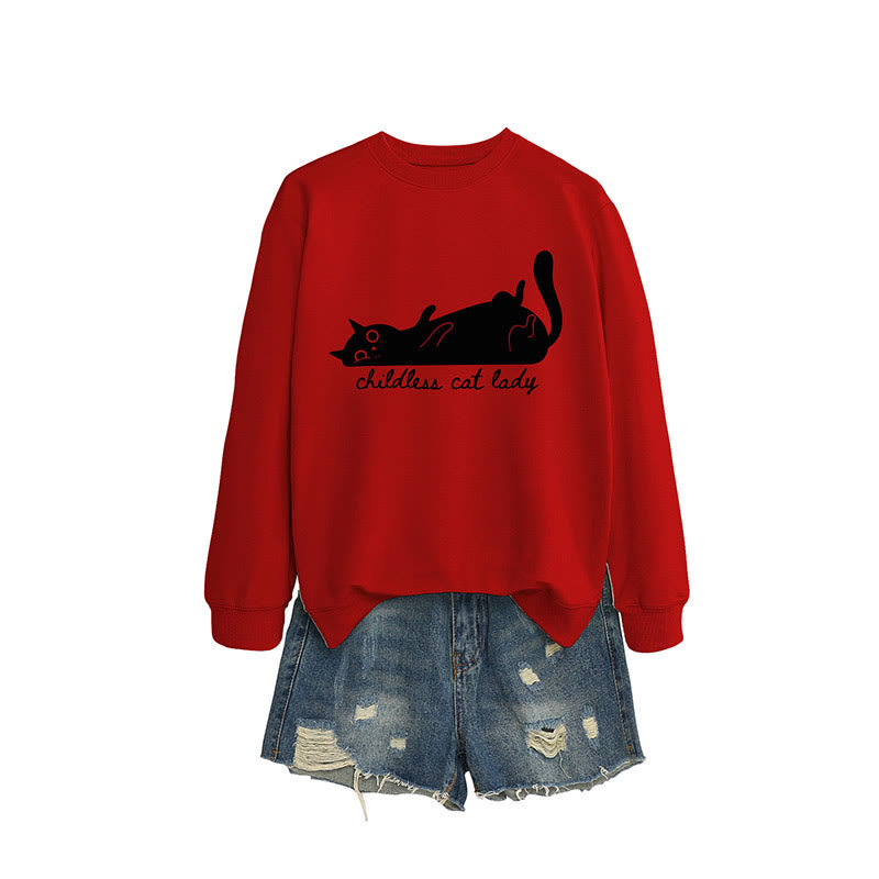 Plus Size Cute Cat Sweatshirt - Red - 2XL - image 2