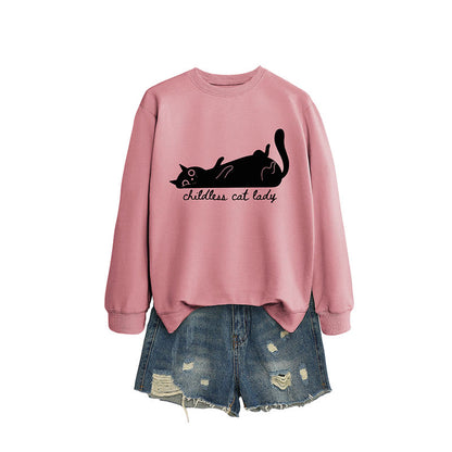Plus Size Cute Cat Sweatshirt - Dark Pink - 2XL - image 12