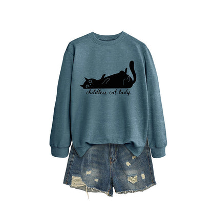 Plus Size Cute Cat Sweatshirt - Blue - 2XL - image 14