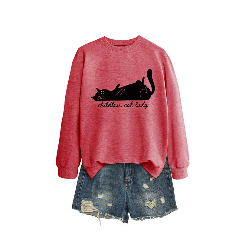 Plus Size Cute Cat Sweatshirt - Rose - 2XL - image 13