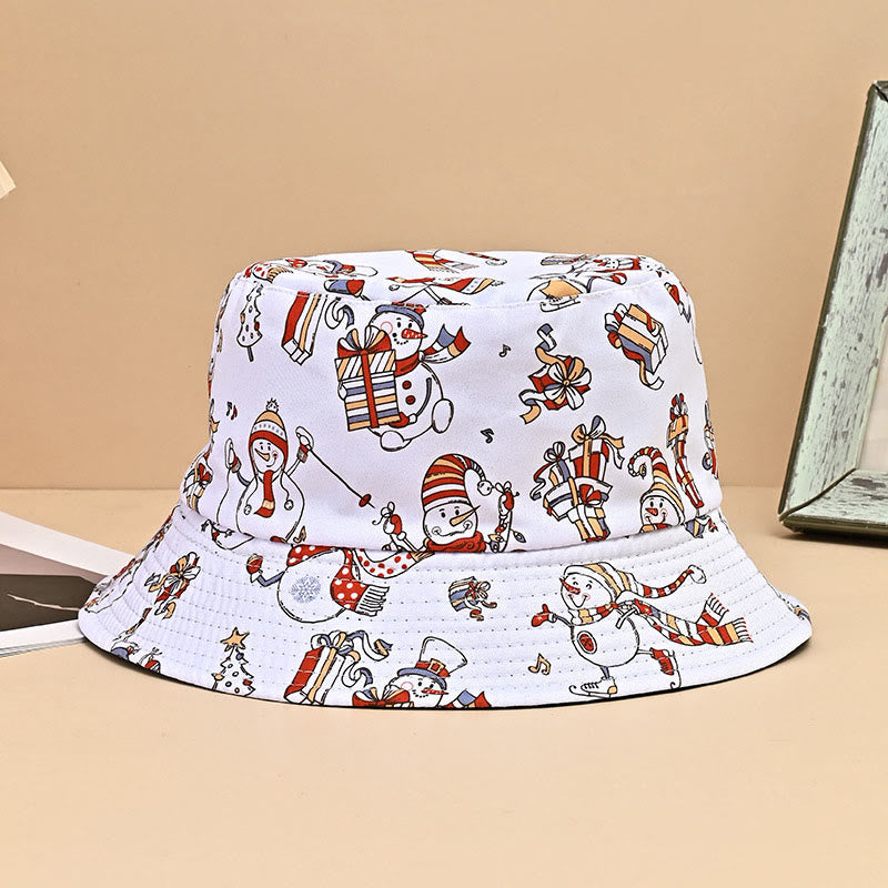Plus Size Skiing Snowman Bucket Hat - White - One Size - image 0