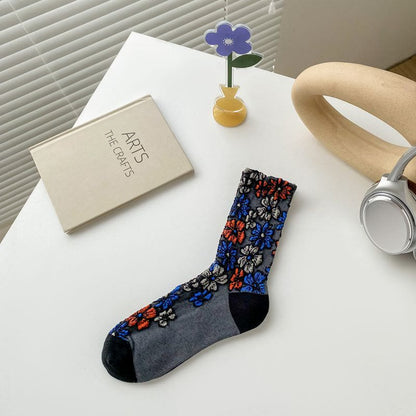 Retro Carving Flowers Quarter Socks(5 Pairs) - Black - EU36-40(US3-7) - image 10