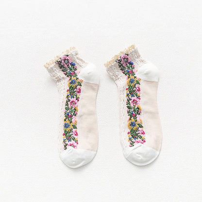 Vintage Lace Ankle Socks(5 Pairs) - White - EU36-40(US3-7) - image 9