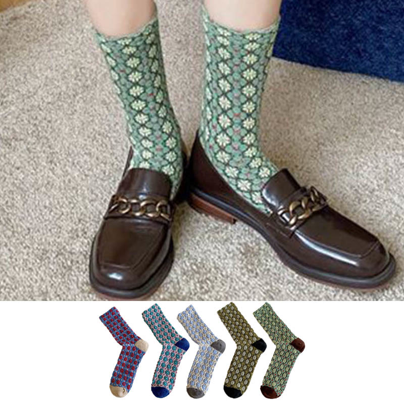 French Elegant Floral Quarter Socks(5 Pairs) - Multicolor - EU36-40(US3-7) - image 0