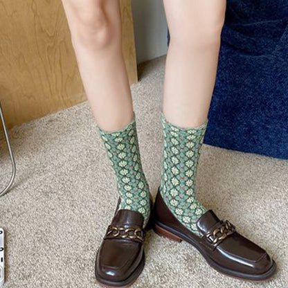 French Elegant Floral Quarter Socks(5 Pairs) - image 3