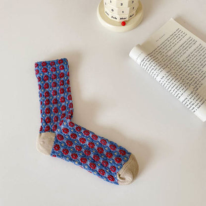 French Elegant Floral Quarter Socks(5 Pairs) - Purple - EU36-40(US3-7) - image 10
