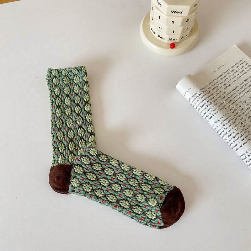 French Elegant Floral Quarter Socks(5 Pairs) - Light Green - EU36-40(US3-7) - image 9
