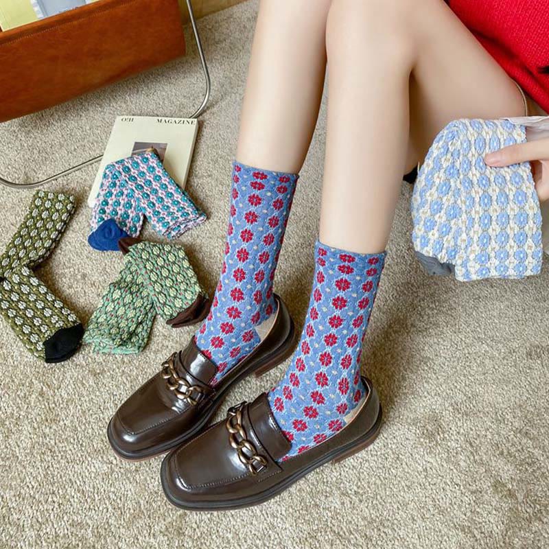 French Elegant Floral Quarter Socks(5 Pairs) - image 4