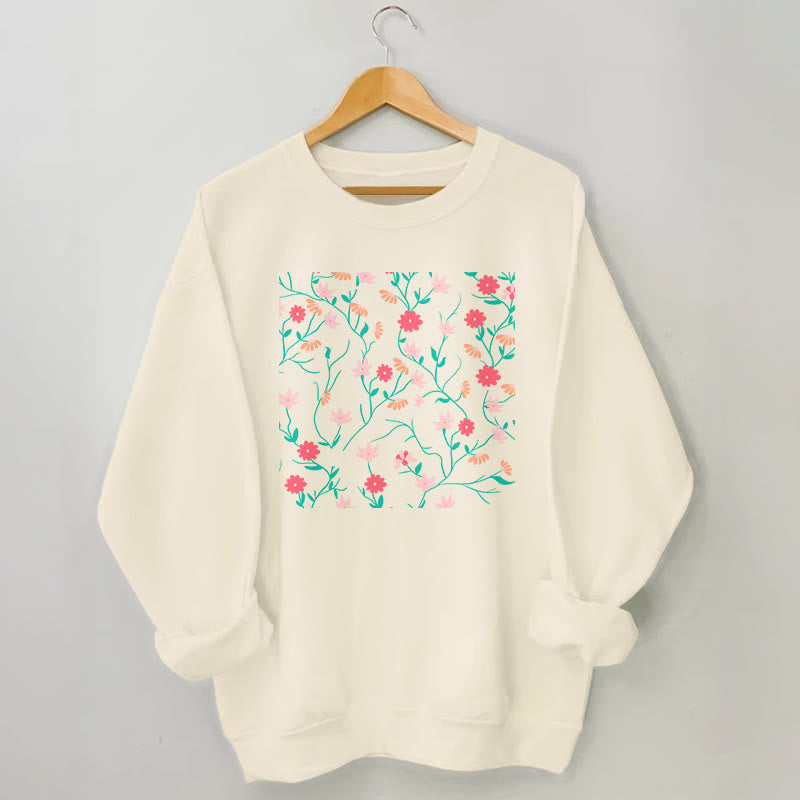Plus Size Red Pink Flowers Sweatshirt - Apricot - 3XL - image 1