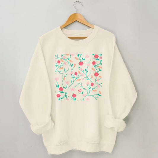 Plus Size Red Pink Flowers Sweatshirt - Apricot - 3XL - image 1