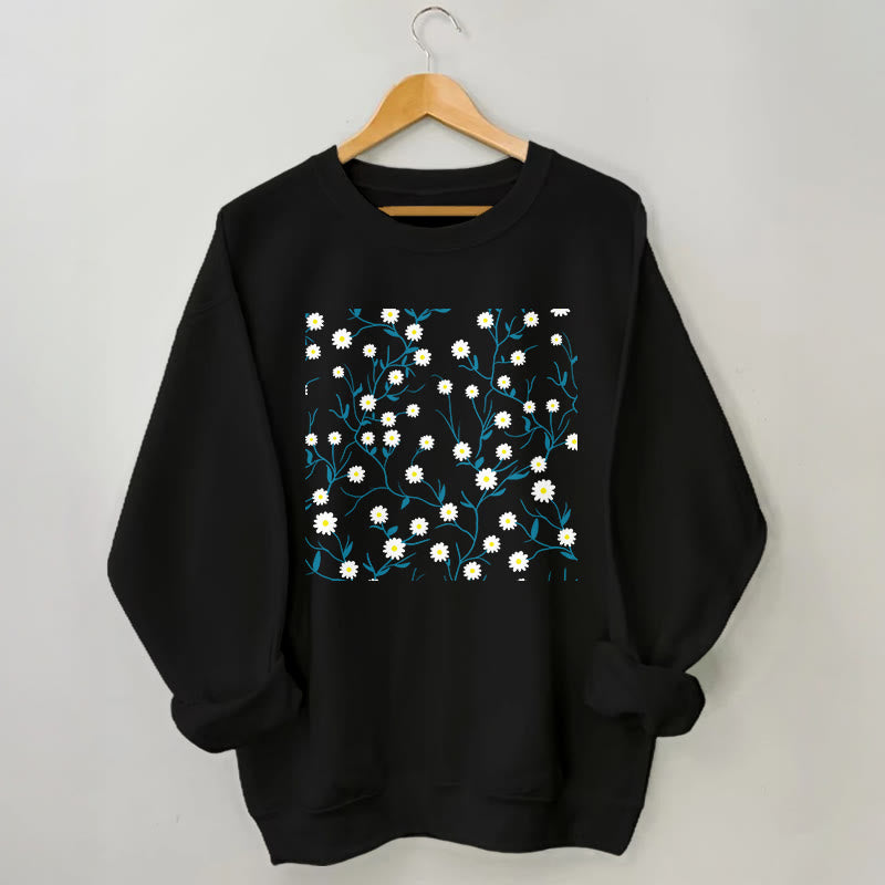 Plus Size White Daisy Sweatshirt - Black - 3XL - image 2