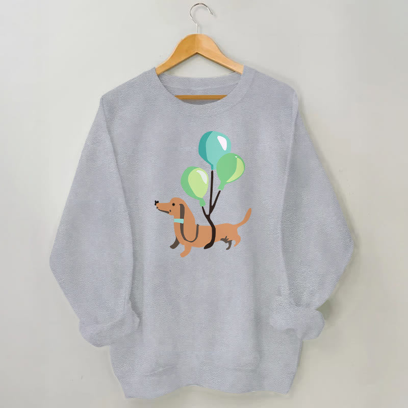 Plus Size Balloon Dachshund Sweatshirt - Grey - 3XL - image 1