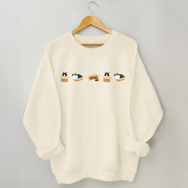 Plus Size Box Cat Sweatshirt - Apricot - 3XL - image 1