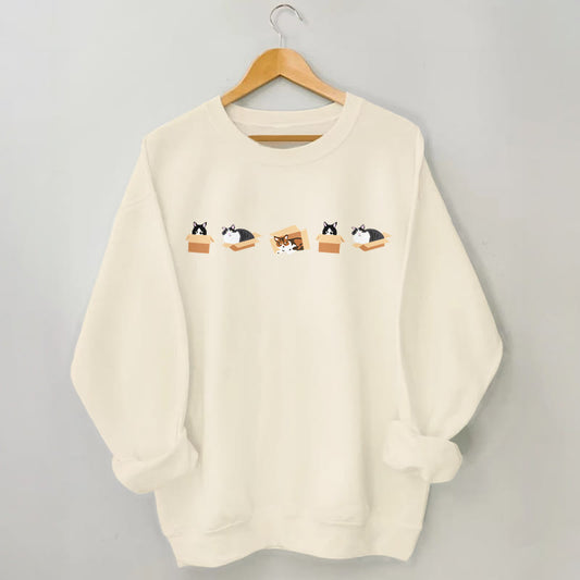 Plus Size Box Cat Sweatshirt - Apricot - 3XL - image 1