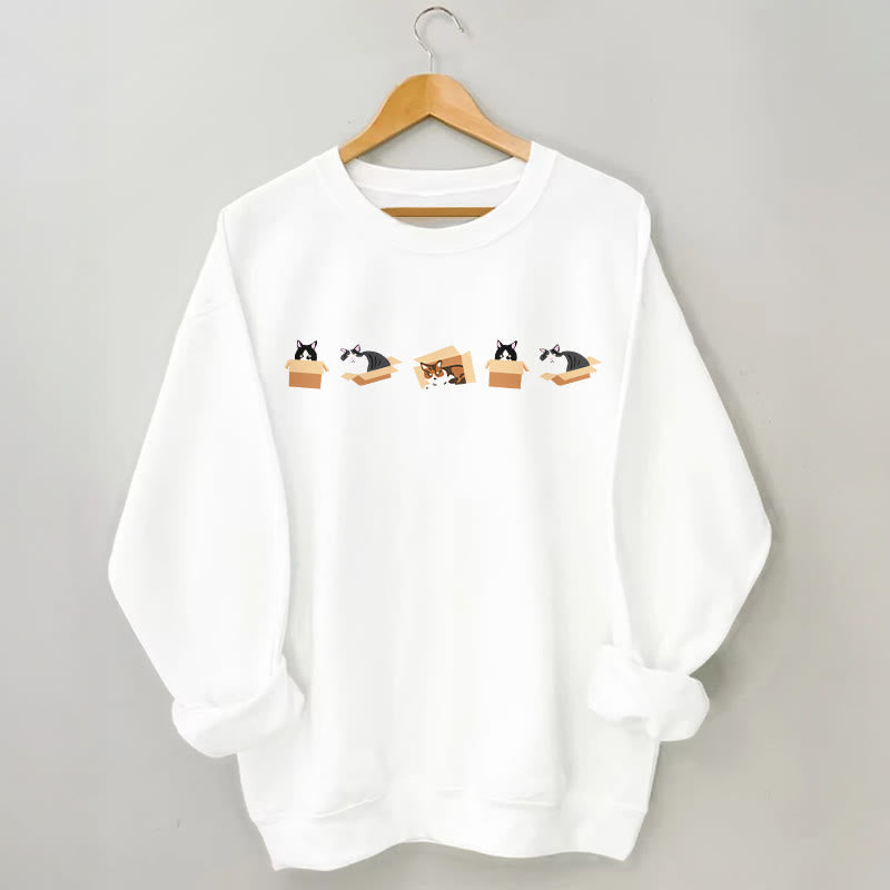 Plus Size Box Cat Sweatshirt - White - 3XL - image 4