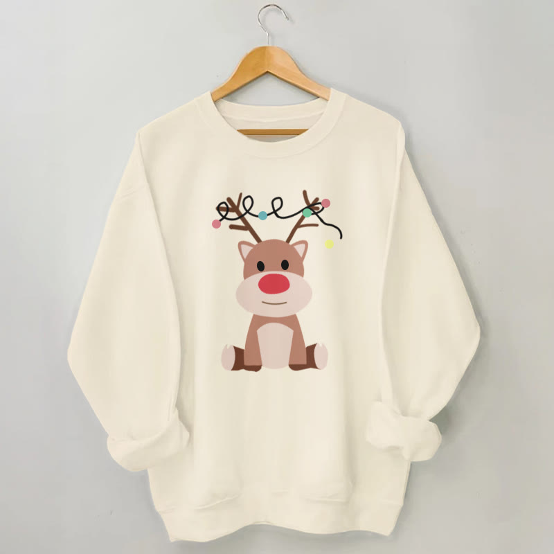 Plus Size Elk Sweatshirt - Apricot - 3XL - image 0