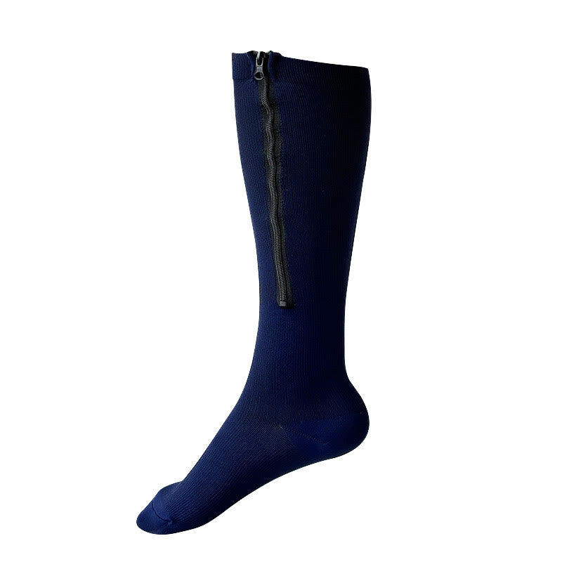 Plusock Plus Size Solid Color Zipper Compression Socks 2XL-7XL  - Navy Blue - 7XL - image 4