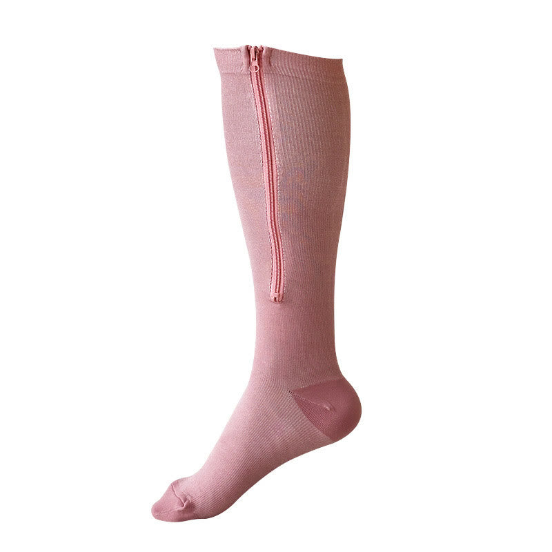 Plusock Plus Size Solid Color Zipper Compression Socks 2XL-7XL  - Pink - 7XL - image 6