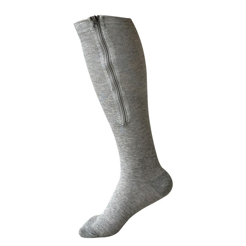 Plusock Plus Size Solid Color Zipper Compression Socks 2XL-7XL  - Grey - 7XL - image 5
